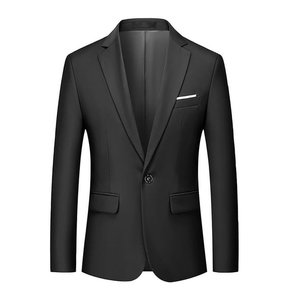 guisaled Men's Blazer Jacket One Button Elegant Solid Casual Outerwear Slim Fit Single Business Breasted Party Suit Jackets