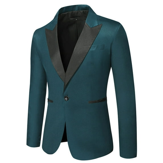 guisaled Men's Blazer Jackets Slim Fit One Button Lapel Trendy Tuxedo Jacket Wedding Dinner Prom Party Long Sleeve Casual Suit Coat