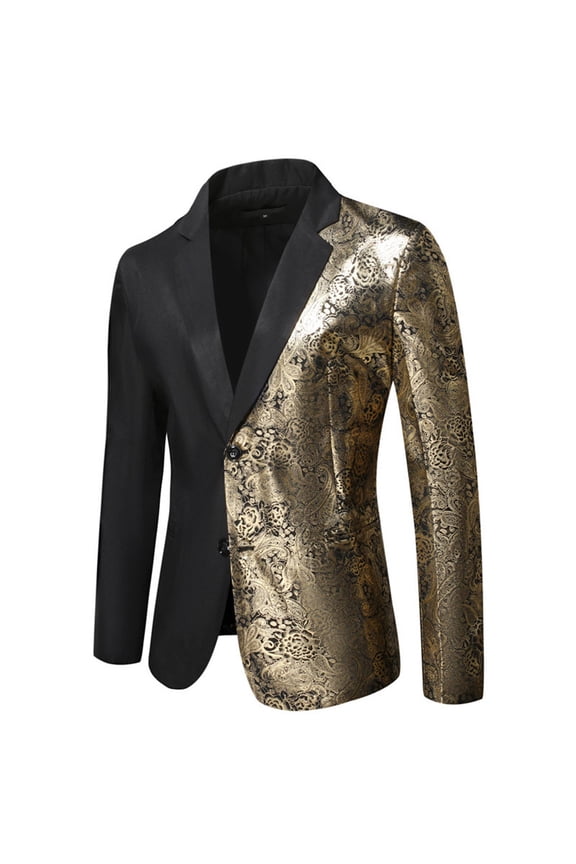 Men's Blazer Jackets Slim Fit One Button Lapel Trendy Tuxedo Jacket Wedding Dinner Prom Party Long Sleeve Casual Suit Coat