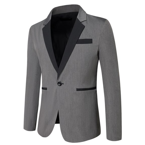 guisaled Men's Blazer Jackets Slim Fit One Button Lapel Trendy Tuxedo Jacket Wedding Dinner Prom Party Long Sleeve Casual Suit Coat