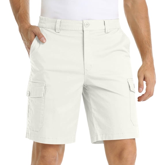 guisaled Men's Cargo Short Stretch Twill Cotton Elastic Waist Causal Work Shorts Lightweight Casual Hiking Shorts with Pockets