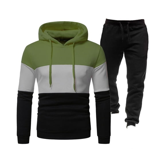 guisaled Men's Casual Tracksuit 2 Piece Set Active Workout Jogging Sweatsuits Cozy Long Sleeve Hoodies And Sweatpants Outfits