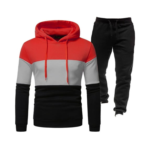 guisaled Men's Casual Tracksuit 2 Piece Set Active Workout Jogging Sweatsuits Cozy Long Sleeve Hoodies And Sweatpants Outfits