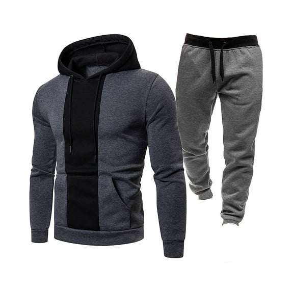 guisaled Men's Casual Tracksuit Set 2 Piece Colorblock Sweatsuits Athletic Sports Long Sleeve Jogging Pullover Hoodies Sweatpants Set