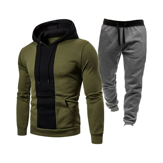 guisaled Men's Casual Tracksuit Set 2 Piece Colorblock Sweatsuits Athletic Sports Long Sleeve Jogging Pullover Hoodies Sweatpants Set