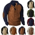 thumbnail image 1 of guisaled Men's Corduroy Sweatshirt Casual Long Sleeve Stand Collar 1/4 Button Up Pullover Tops Lightweight Loose Fit Oversized Sweatshirts Christmas, 1 of 4