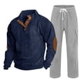 thumbnail image 1 of guisaled Men's Corduroy Tracksuit Outfit Quarter Button Stand Collar Long Sleeve Sweatshirts And Pants Casual Sweatsuit 2 Piece Set, 1 of 6