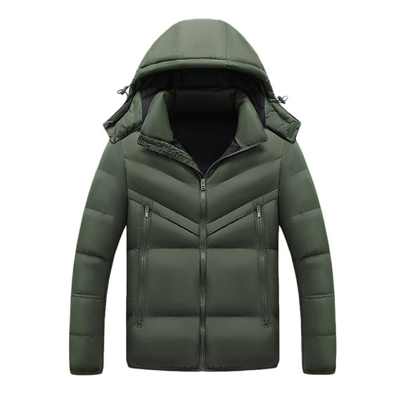 guisaled Men's Down Jacket Thickened Puffy Water-Resistant Warm Winter Coats Zipper Hooded Windproof Packable Puffer Jacket