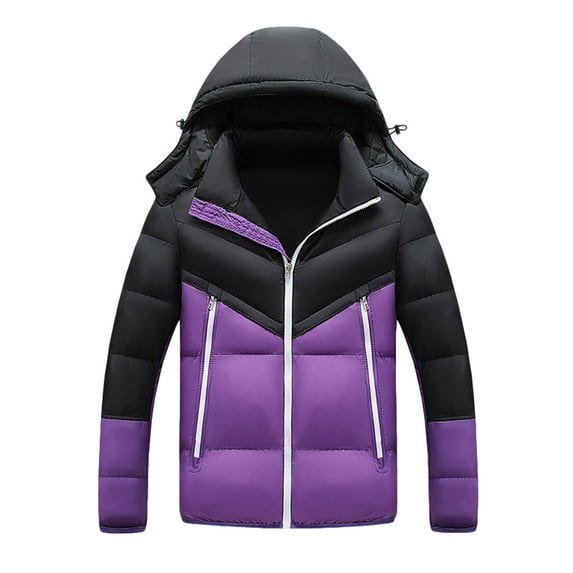 guisaled Men's Down Jacket Thickened Puffy Water-Resistant Warm Winter Coats Zipper Hooded Windproof Packable Puffer Jacket