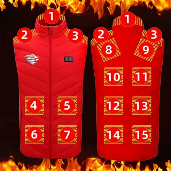 guisaled Men's Heated Vests 15 Heating Zones Winter Heated Jackets Softshell Warm Lightweight Quilted Heated Vest Battery Pack Not Included