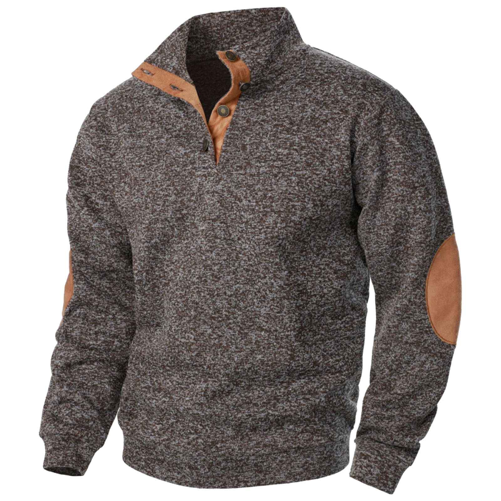 QIXING Felpa Uomo Con Cappuccio – Chiusura Con Bottoni, Maniche Lunghe, Colletto Alto, Giacca A Pois – Modello Pullover