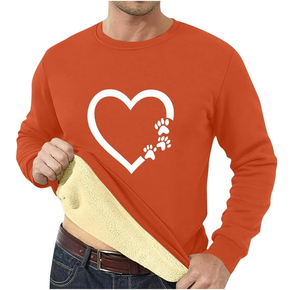 guisaled Men's Padded Sweatshirt Warm Sherpa Lined Pullover Tops Heavyweight Long Sleeve Crewneck Winter Fleece Sweatshirts