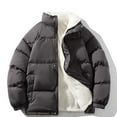 thumbnail image 1 of guisaled Men's Puffer Jacket Stand Collar Full Zip Long Sleeve Down Coats Fashion Solid Color Quilted Padded Thick Warm Winter Outwear, 1 of 7