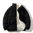thumbnail image 1 of guisaled Men's Puffer Jacket Stand Collar Full Zip Long Sleeve Down Coats Fashion Solid Color Quilted Padded Thick Warm Winter Outwear, 1 of 5