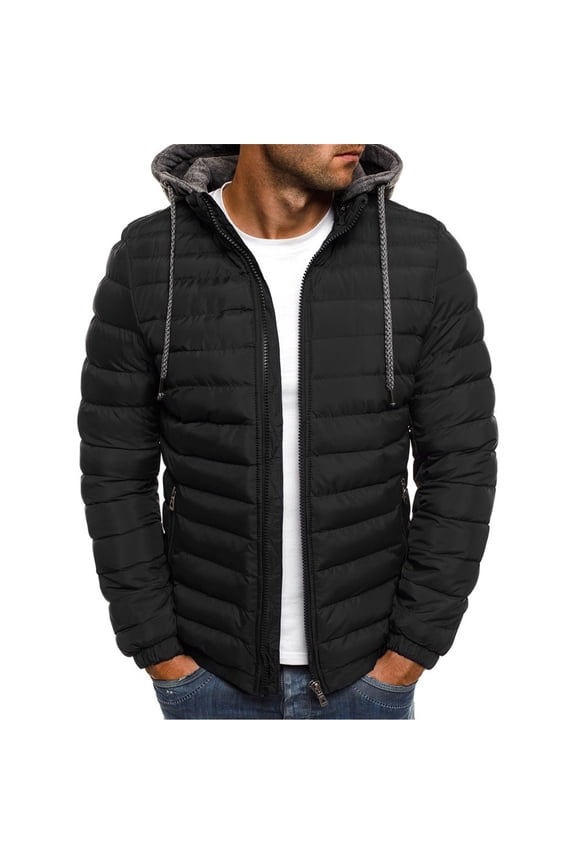 Men's Puffer Jacket Waterproof Winter Bubble Lightweight Down Coats Full Zipper Hooded Insulated Quilted Jackets
