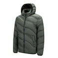 thumbnail image 1 of guisaled Men's Puffer Jackets Warm Waterproof Fashion Solid Color Lightweight Down Coats Hooded Zipper Windproof Winter Jacket, 1 of 7