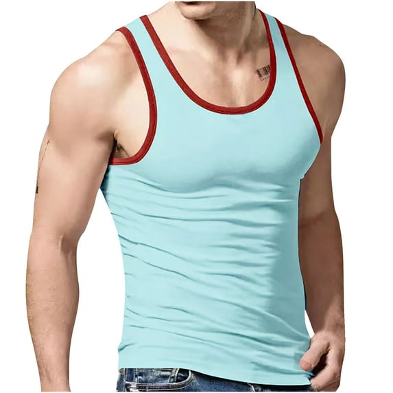 guisaled Men's Ribbed Gym Tank Tops Fitness Workout Muscle Sleeveless Bodybuilding Tee Shirt Quick Dry Strech Training Tank Top Valentines Day s