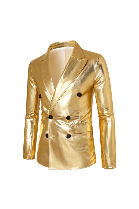 Men's Sequins Gold Blazer Suit Jacket Slim Fit Two Button Notched Lapel Sport Coats Wedding Prom Dinner Party Club Dressy Jackets