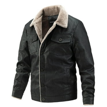 guisaled Men's Sherpa Jacket 2024 Winter Fleece Lined Cargo Coat Warm Thicken Trucker Jacket Lapel Military Jackets wiht Multi Pockets Deals