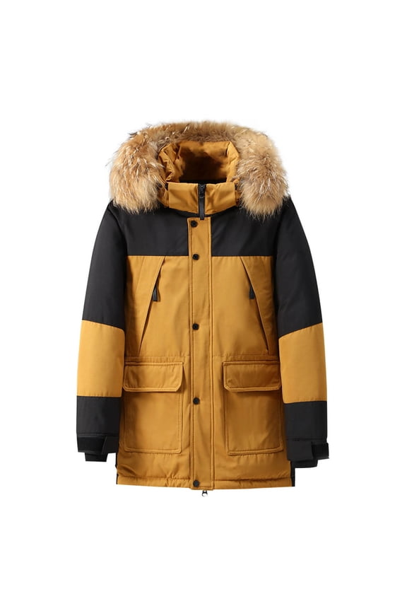 Men's Ski Jacket Winter Warm Snow Coat Waterproof Windbreaker Faux Fur Hooded Work Outerwear Snowboarding Jackets