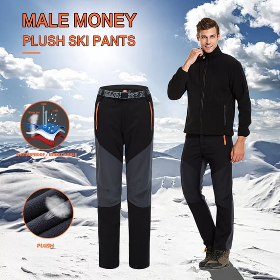 guisaled Men's Snow Pant Snow Waterproof Insulated Softshell Ski Pants Windproof Warm Fleece Lined Winter Outdoor Snowboard Pant