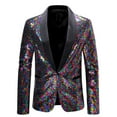 thumbnail image 1 of guisaled Men's Sport Coats Shiny Sequins Blazer Jackets One Button Notch Lapel Tuxedo Suit Jacket Party Wedding Prom Dressy Jackets, 1 of 8