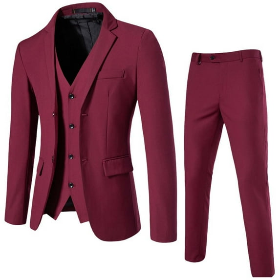 guisaled Men's Suits 2 Pieces Elegant formal Solid Button Down Slim Fit Single Breasted Party Blazer Jackets Pants Set Outfits