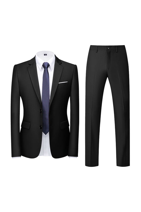 Men's Suits Slim Fit 2 Piece Suit Dressy Notch Lapel Button Up Solid Jacket Pants Sets Party Wedding Suits Outfits