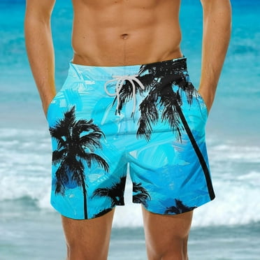 guisaled Men's Swim Trunks Board Shorts for Men Summer Hawaiian Graphic Vacation Holiday Swim Trunks Quick Dry Lightweight 5 Inch Inseam Casual Shorts