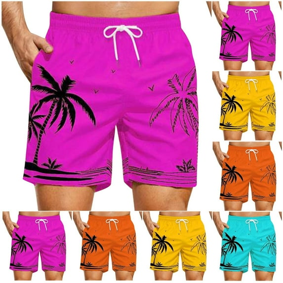 guisaled Men's Swim Trunks Quick Dry Board Shorts with Liner Drawstring Elastic Waisted Hawaiian Beach Shorts Swimsuit Swimwear Valentines Day Gifts