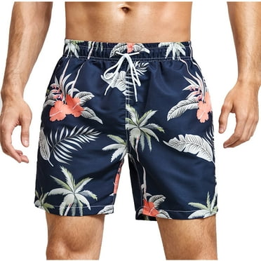 guisaled Men's Swim Trunks Standard Quick Dry Classic Print 5 Inch Inseam Swim Trunk Hawaiian Vacation Beach Shorts with Pockets Valentine'S Day Gifts