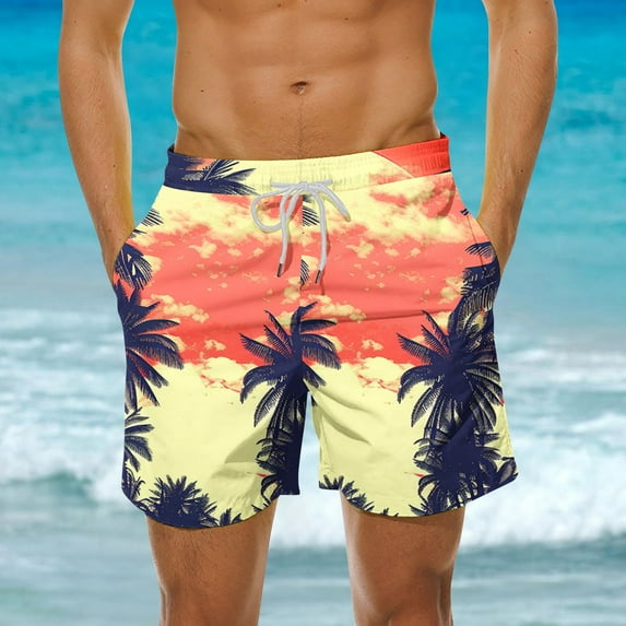 guisaled Men's Swim Trunks Swim Trunks Men 5 Inch Inseam Board Shorts Summer Quick Dry Elastic Waist Hawaii Beach Shorts Swimsuit Bathing Suit