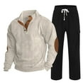 thumbnail image 1 of guisaled Men's Tracksuit 2 Piece Set Corduroy Cozy Sweatsuits Casual Jogging Athletic Sweatpants Quarter Button Sweatshirts Suits, 1 of 6