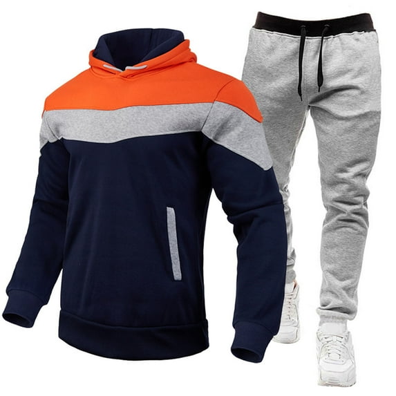 guisaled Men's Tracksuit 2 Pieces Set Athletic Casual Long Sleeve Hooded Sweatshirt And Joggers Set Sweatsuit Outfits
