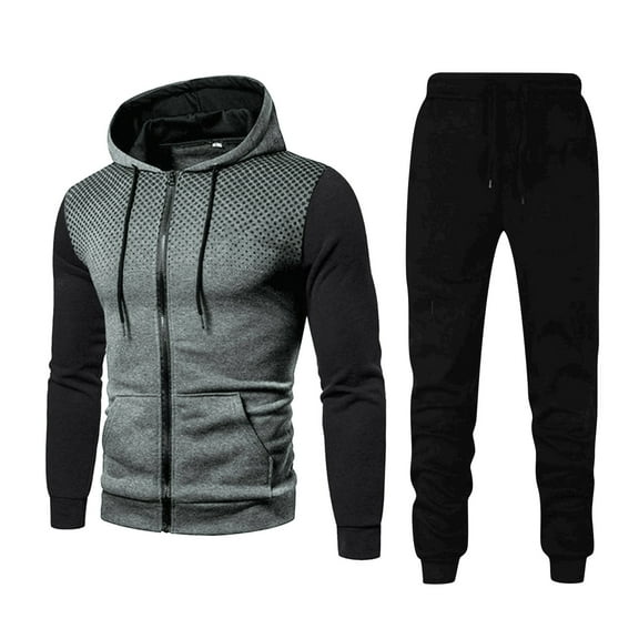 guisaled Men's Tracksuit 2 Pieces Set Zip Up Hoodie Sweatsuits Athletic Jogging Suit Set Long Sleeve Drawstring Casual Workout Outfit