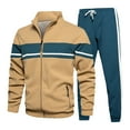 thumbnail image 1 of guisaled Men's Tracksuits 2 Piece Outfits Stand Collar Full Zip Sweatsuits Fashion Color Block Long Sleeve Casual Jogging Suits, 1 of 7