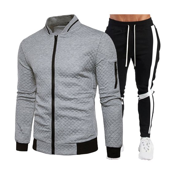 guisaled Men's Tracksuits 2 Piece Sets Casual Jacket And Sweatpants Sweatsuits Athletic Jogging Warm Up Full Zip Sportswear Sets