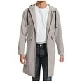 thumbnail image 1 of guisaled Men's Trench Coat Fall Winter Hooded Wool Trendy Pea Coat Zipper Long Sleeve Solid Color Casual Waterproof Overcoats, 1 of 5