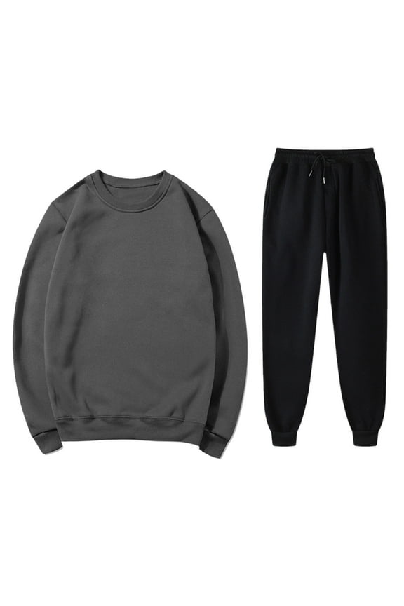 Men's Trendy Track Suits 2 Piece Set Active Jogging Suits Long Sleeve Sweatsuits Casual Sports Solid Crew Neck Pullover Suits