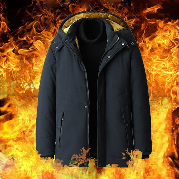 guisaled Men's Winter Jacket Thicken Insulated Down Coat Waterproof Puffy Hooded Zipper Padded Lightweight Windproof Puffer Jackets