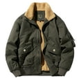 thumbnail image 1 of guisaled Men's Winter Jacket Thicken Warm Sherpa Lined Coat Trucker Lapel Collar Full Zip Multipocket Work Cargo Fleece Jackets, 1 of 9