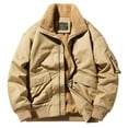 thumbnail image 1 of guisaled Men's Winter Jacket Thicken Warm Sherpa Lined Coat Trucker Lapel Collar Full Zip Multipocket Work Cargo Fleece Jackets, 1 of 6