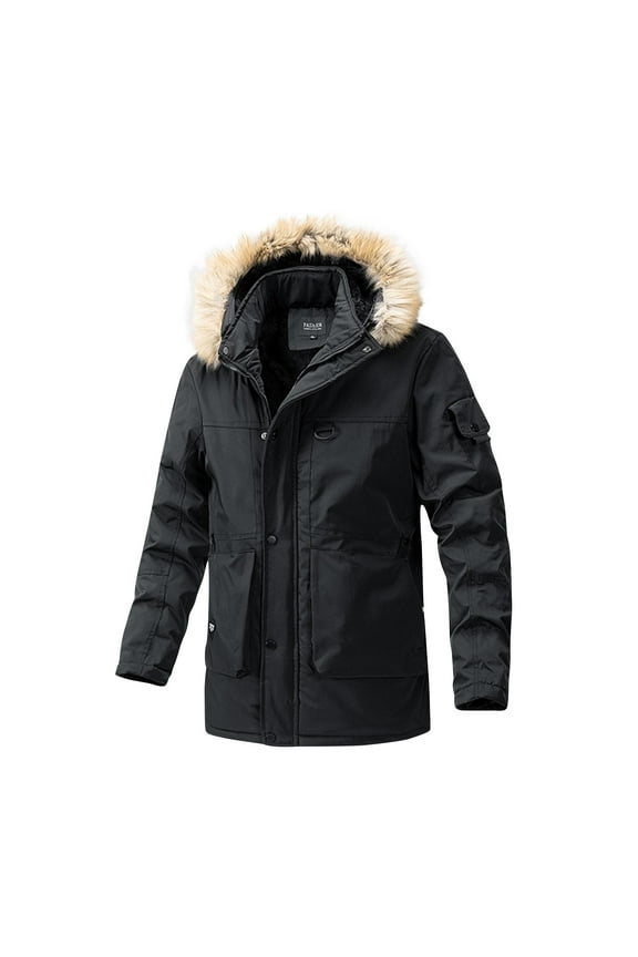 Men's Winter Jacket wiht Hood Water Repellent Windproof Zip Up Thicken Warm Parka Coat Outdoor Ski Snow Jackets