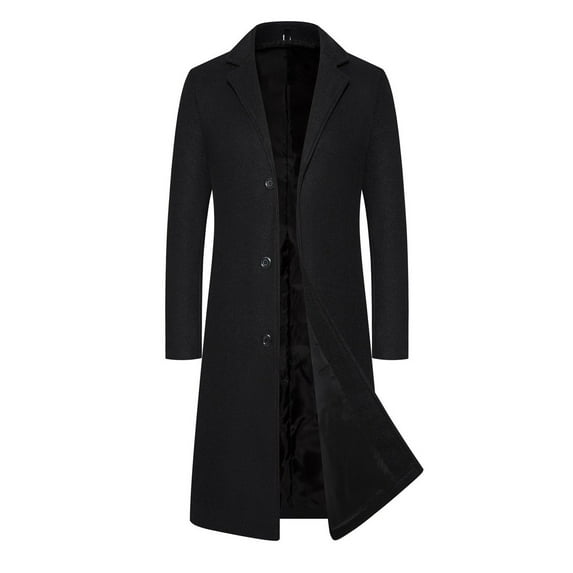 guisaled Men's Wool Blend Pea Coat Notched Collar Single Breasted Overcoat Casual Dressy Business Warm Winter Trench Coat