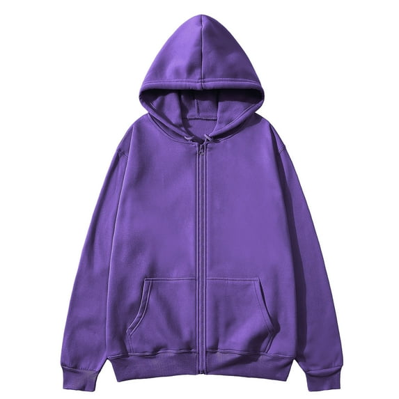 guisaled Men's Zip-Up Hoodies Long Sleeve Solid Color Drawstring Casual Hooded Sweatshirts Oversized Loose Comfrt Athletic Pullovers