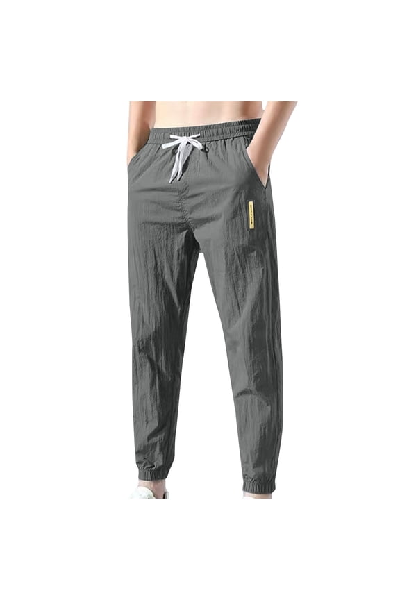Mens Athletic Pants with Pockets and Elastic Waist Lightweight Quick Dry Summer Running Pants Solid Tapered Workout Sweatpants