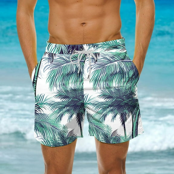 guisaled Mens Bathing Suit Men's Swim Trunks, Quick Dry Swimming Beach Board Shorts, Fashion Hawaii Printed Lightweight Swimwear Bottom Bathing Suits With Pockets