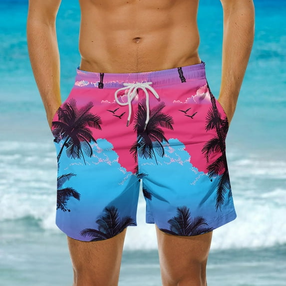 guisaled Mens Bathing Suits Swim Trunks Men 5 Inch Inseam Board Shorts Summer Quick Dry Elastic Waist Hawaii Beach Shorts Swimsuit Bathing Suit
