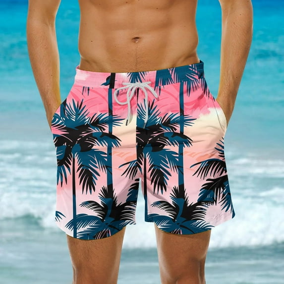 guisaled Mens Black Swim Trunks Swim Trunks Men 5 Inch Inseam Board Shorts Summer Quick Dry Elastic Waist Hawaii Beach Shorts Swimsuit Bathing Suit