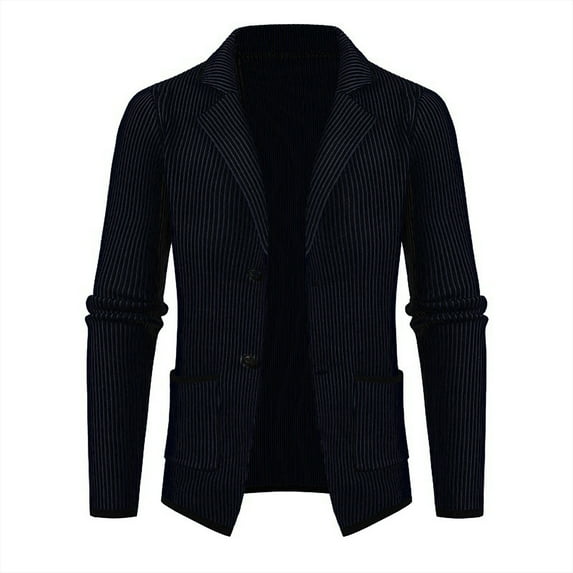 guisaled Mens Blazer Vintage Lapel Two Buttons Stripe Printed Suit Jackets Slim Fit Wool Blend Casual Sport Coats with Pockets